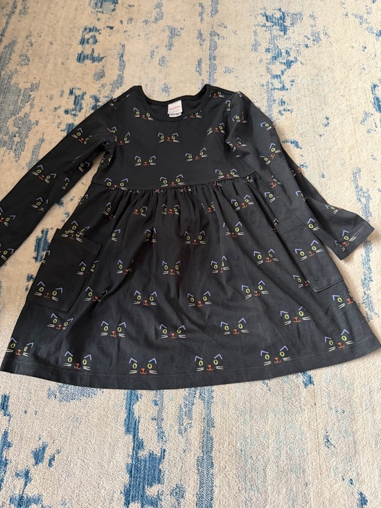 Hanna Andersson Other - Hanna Andersson Black Long-Sleeve Cat Face Print Dress